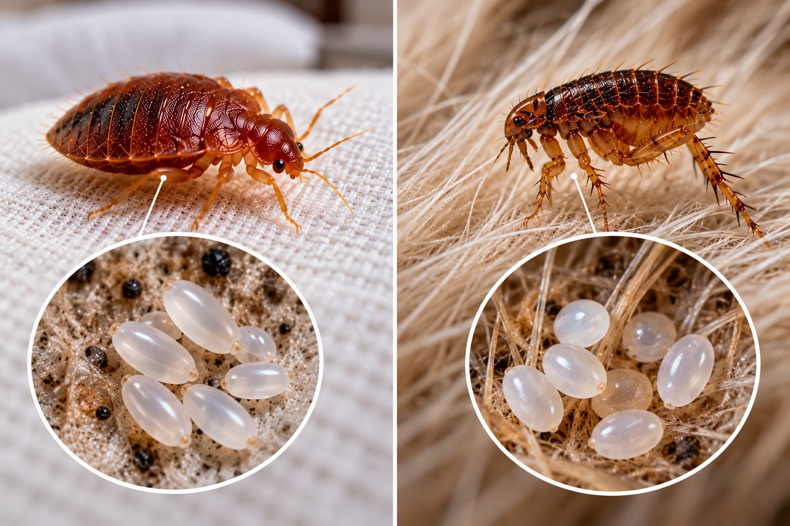 Bed Bug Eggs vs Flea Eggs