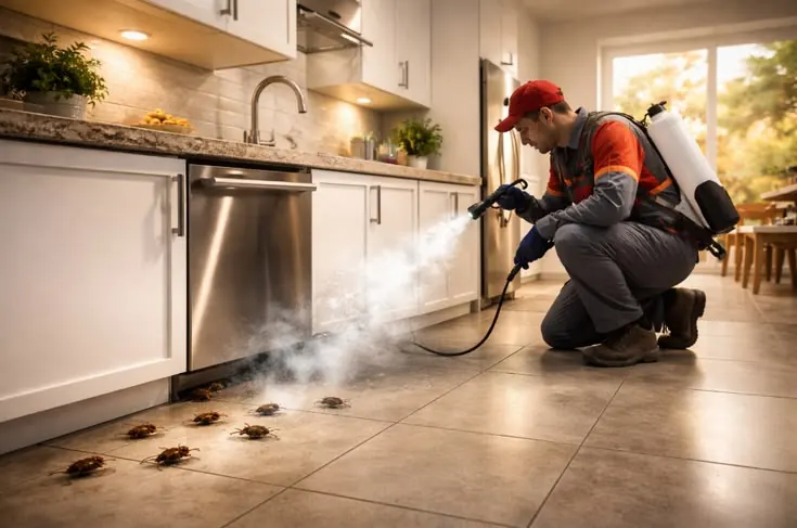 Pest treatment in a commercial kitchen